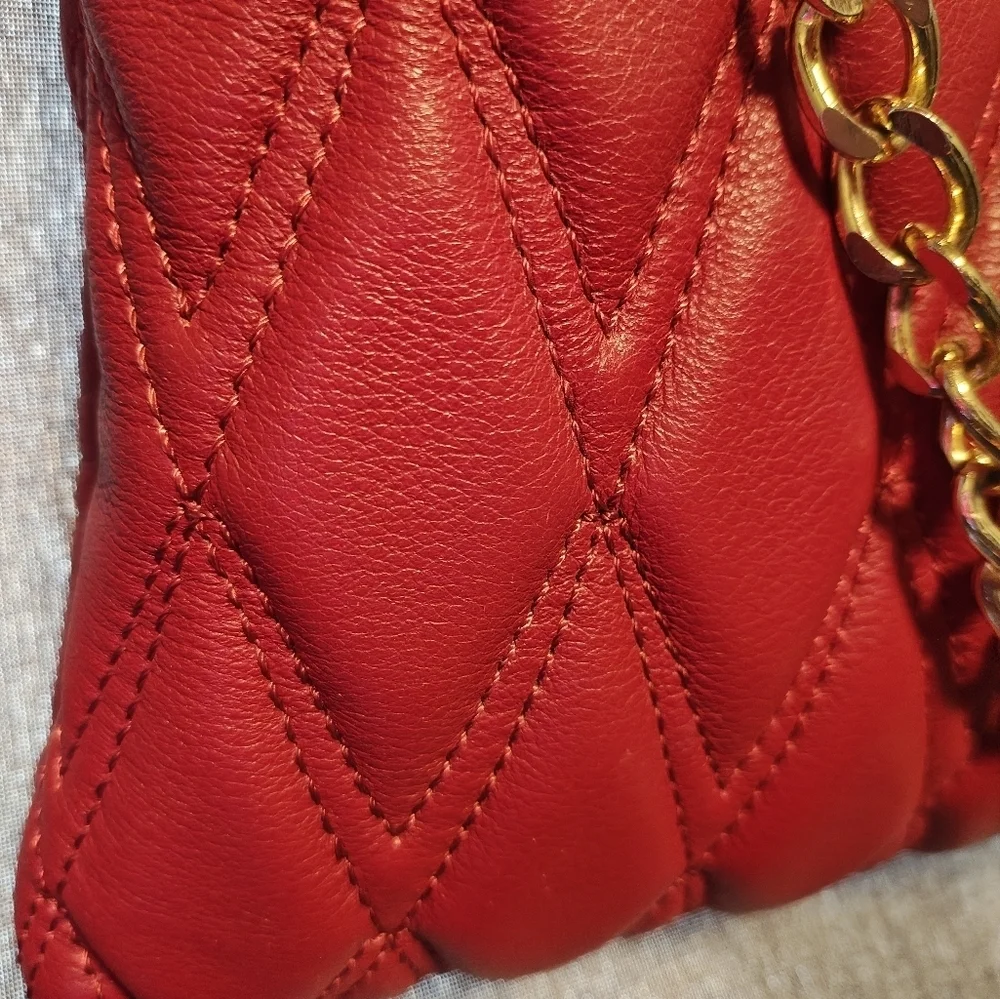 Valentino Vanille Red Quilted Chain Shoulder Bag